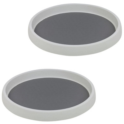 URBNLIVING Set of 2 White Plastic 360 Rotation Storage Turntable Organiser Tray For Kitchen Storage