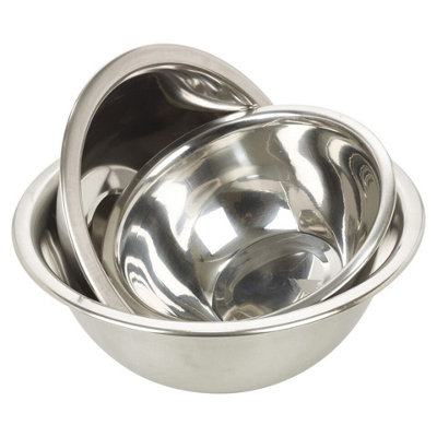 URBNLIVING Set of 3 Stainless Steel Metal Deep Mixing Bowls Salad Spaghetti Pasta Caterer