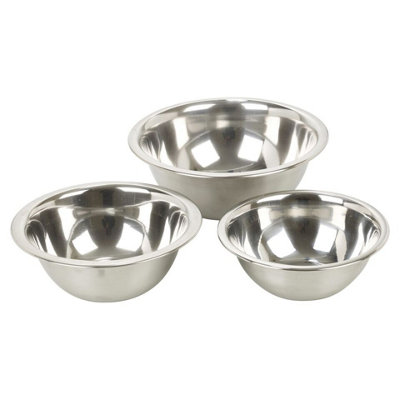 URBNLIVING Set of 3 Stainless Steel Metal Deep Mixing Bowls Salad Spaghetti Pasta Caterer