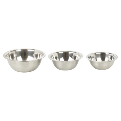 URBNLIVING Set of 3 Stainless Steel Metal Deep Mixing Bowls Salad Spaghetti Pasta Caterer