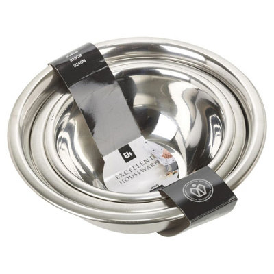 URBNLIVING Set of 3 Stainless Steel Metal Deep Mixing Bowls Salad Spaghetti Pasta Caterer - 5