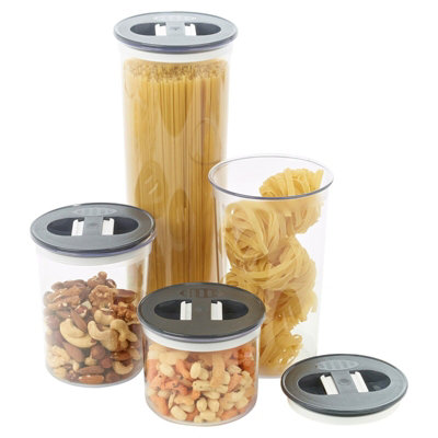 URBNLIVING Set of 4 Dark Grey Plastic Airtight Containers Food Storage ...