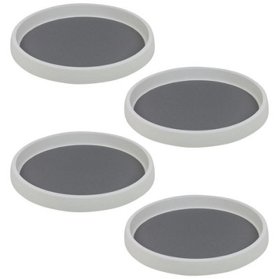 URBNLIVING Set of 4 White Plastic 360 Rotation Storage Turntable Organiser Tray For Kitchen Storage