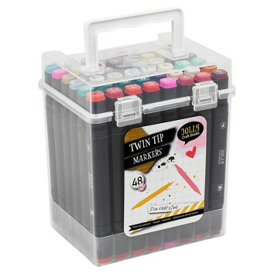 URBNLIVING Set of 48 Twin Tip Colouring Sketch Markers Art Pens w