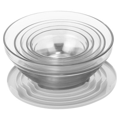 URBNLIVING Set Of 5 White Lid High Quality Food Storage Glass Bowls With Easy Open Lids