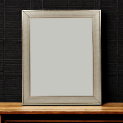 URBNLIVING Silver Wall Mounted Large Wooden Framed Mirror Living Room Bedroom  Home Decor, 60x50cm