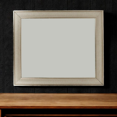 URBNLIVING Silver Wall Mounted Large Wooden Framed Mirror Living Room Bedroom  Home Decor, 60x50cm
