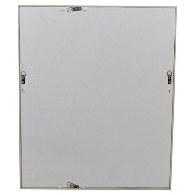 URBNLIVING Silver Wall Mounted Large Wooden Framed Mirror Living Room Bedroom  Home Decor, 60x50cm