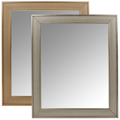 URBNLIVING Silver Wall Mounted Large Wooden Framed Mirror Living Room Bedroom  Home Decor, 60x50cm