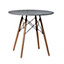 URBNLIVING TROMSO 80cm Round Scandi Style Kitchen Side Coffee Grey Table & 4 Grey Chairs Beech Legs