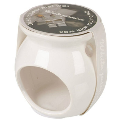 URBNLIVING White Ceramic Scented Candle Burner With Wax Tart Scents Fragrance Ivory Vanilla