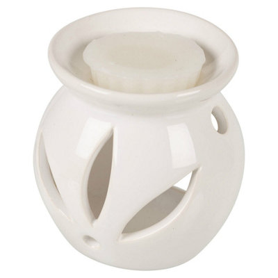 URBNLIVING White Ceramic Scented Candle Burner With Wax Tart Scents Fragrance Ivory Vanilla