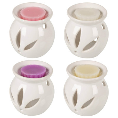 URBNLIVING White Ceramic Scented Candle Burner With Wax Tart Scents Fragrance Lilac Lavender - 3