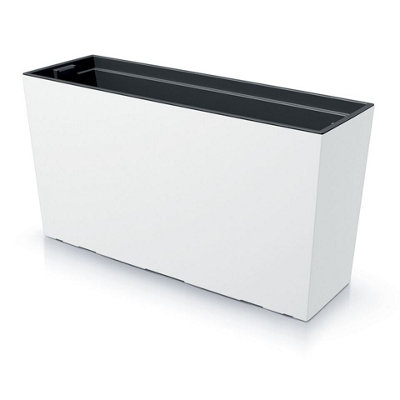 URBNLIVING Width 77cm White Colour Elegance Rectangular Medium Flower Planter Pot Garden Trough Case with Insert