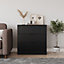 URBNLIVING Width 80cm Black Colour Chest of 3 Drawers Modern Compact Storage Bedside Metal Handle Cabinet Bedroom Furniture