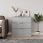 URBNLIVING Width 80cm Grey Colour Chest of 3 Drawers Modern Compact Storage Bedside Metal Handle Cabinet Bedroom Furniture