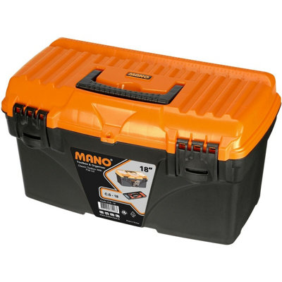 URBNLVING 13 Inch Plastic Toolboxes Chest Lockable Lid Removable Storage Compartment Inserts