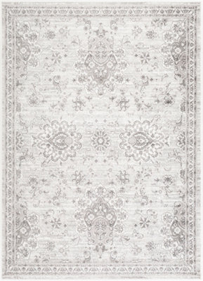 URMI Vintage Traditional Oriental Boho Light Grey Area Rug 160 x 220 cm