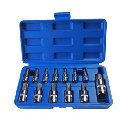 US PRO 13pc Torx Bit Socket Set T8 - T70  1/4" 3/8" 1/2" Drive 2067