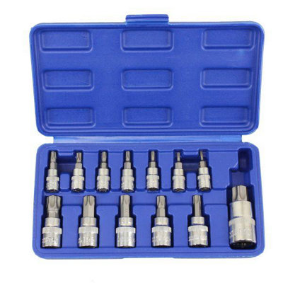 US PRO 13pc Torx Star Bit Socket Set - Tamper Bit Sockets T8 - T70 1497