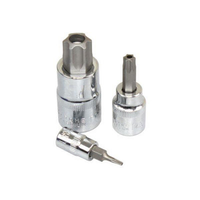 13-Piece Torx Bit Socket Set T8-T70 - Chrome Vanadium Steel, 1/4", 3/8" & 1/2" Drive Sockets