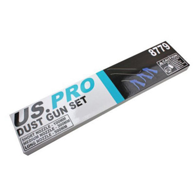 US PRO 3pc Air Dust Gun Set 100mm/300mm/500mm With Plastic Grip Handles ...