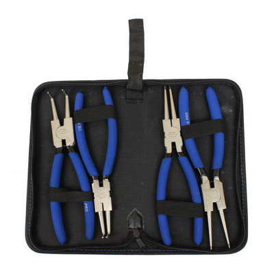 US PRO 4 Piece 9" NI-FE Finish Circlip Plier Set In Zip Case 1822