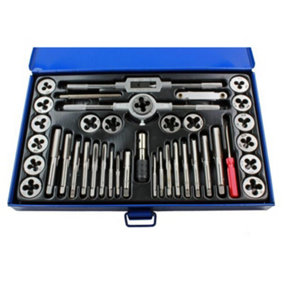 US PRO 40pc Metric Tap and Die Set Alloy Steel Pitch Gauge M3 - M12 2620