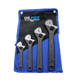 US PRO 4pc Adjustable Wrench / Shifting Spanner Set 6" 8" 10" 12" - 2204
