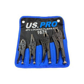 US PRO 4pc Locking Pliers Set 5" 6.5" 7" 10" Mole Vice Clamp 1676