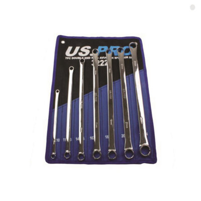 US PRO 7pc Aviation Double Ended Ring Extra Long Spanner Set 8 - 24mm ...