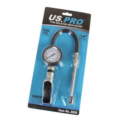 US PRO Compact Air Tyre Inflator with Dial Gauge Cars, Motorcycles 8808
