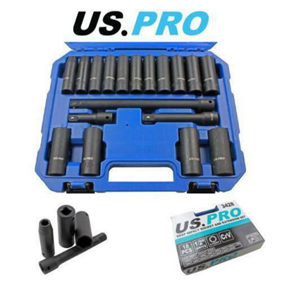 US PRO Impact Sockets 18PC 1/2