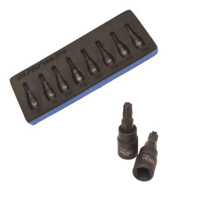 US PRO INDUSTRIAL 1/4" Drive Impact Star Torx Bit Socket Set 8pc T6 - T30 7519