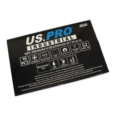 US PRO INDUSTRIAL 10pc Premium Screwdriver Set Slotted & Phillips Screwdrivers 4544