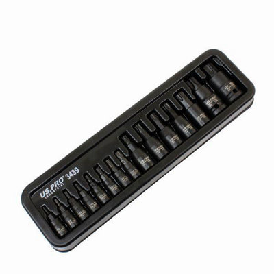 US PRO INDUSTRIAL 15pc Impact Torx Bit Socket Set 1/4,3/8,1/2