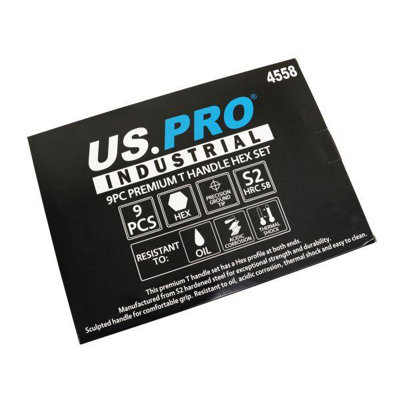 US PRO INDUSTRIAL 9pc Premium T-Handle Hex Allen keys / Screwdriver Set H1.5 - H10 4558