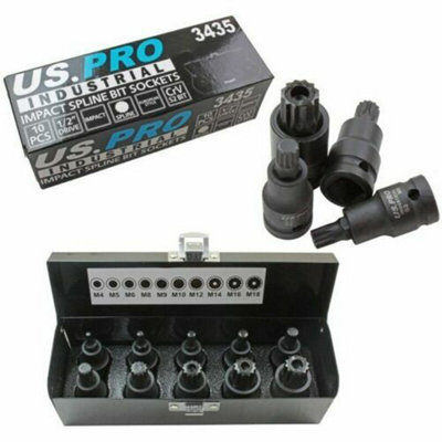 US Pro 6pc 1.3cm Dr Spline Impact Presa Pezzi Set M14 M16 M18 12 - Foto 7