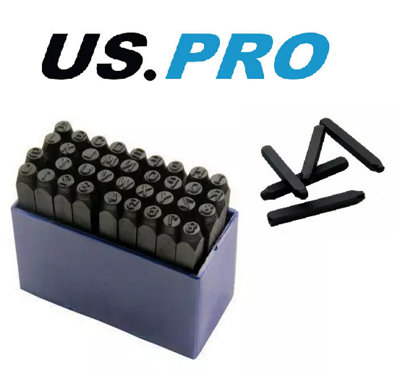 US PRO LETTER AND NUMBER PUNCH 36PC 4MM LARGE METAL STAMP SECURITY SET 2049