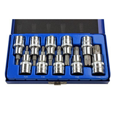US PRO Tools 10PC 1/2 Dr Torx Bit Socket Set T20 - T70 3413