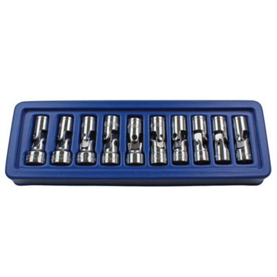 US PRO Tools 10pc 3/8dr Flexi Flexible Universal Sockets Set Metric 1693