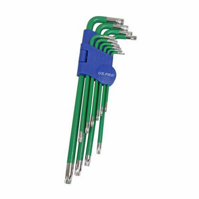 US PRO Tools 10PC Coloured Extra Long Tamperproof Star Key Set T9 - T50 ...