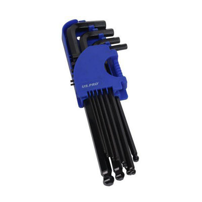 US Pro Tools 1628 9pc Extra Long Ball End Hex Key Set – Metric 1.5mm - 10mm