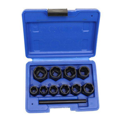 US PRO Tools 11pc Bolt Nut Extractor Set, Damaged Heads Studs Twist Sockets 2656