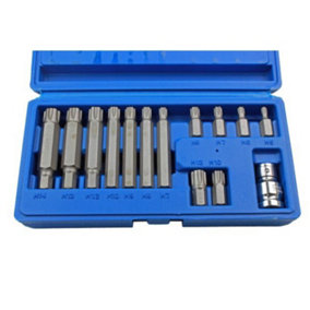 US PRO Tools 14pc 1/2" DR Ribe Socket Bit Set M5 - M14 With Adapter 2238