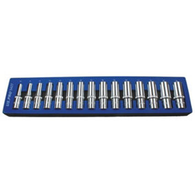 US PRO Tools 15pc 1/2'' Dr 12 Point Deep Sockets In Foam Tray 10 - 24mm 3427