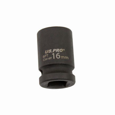 US PRO Tools 16mm Impact Socket 1/2" Drive 6 Point Single Hex 3818
