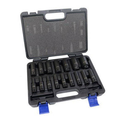 US PRO Tools 16PC 1/2" DR 12PT European Impact Sockets 10 - 32mm 7536
