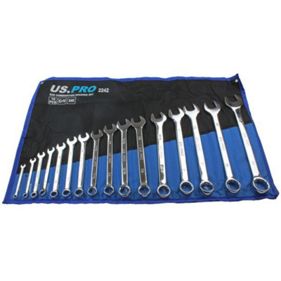 US PRO Tools 16PC SAE Combination Spanner Set 1/4" - 1 1/4"      2242