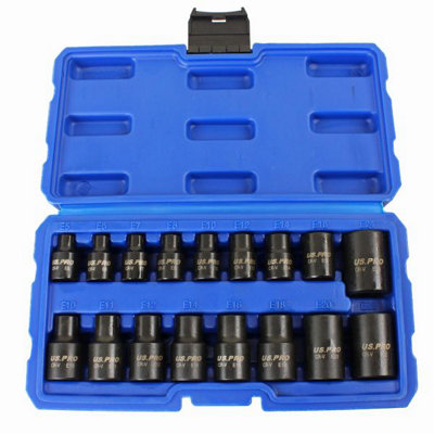 US Pro 28pc 1/4" 3/8" 1/2" E-Torx Star Socket Set E4-E24 3254 5060478389774 - Foto 6
